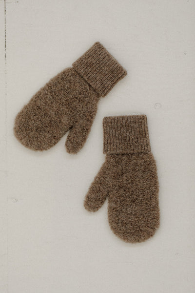 Albaca Boucle Mittens in Taupe