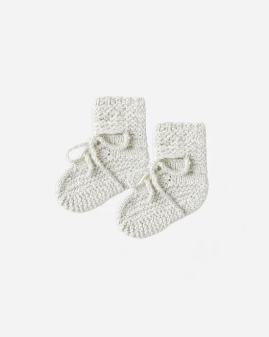 Knit Booties - Heathered Blue