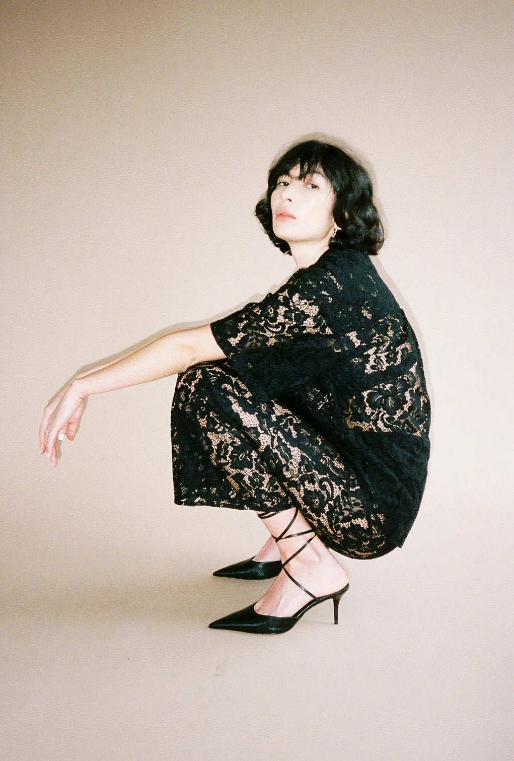 Romeo Button Down in Black Lace