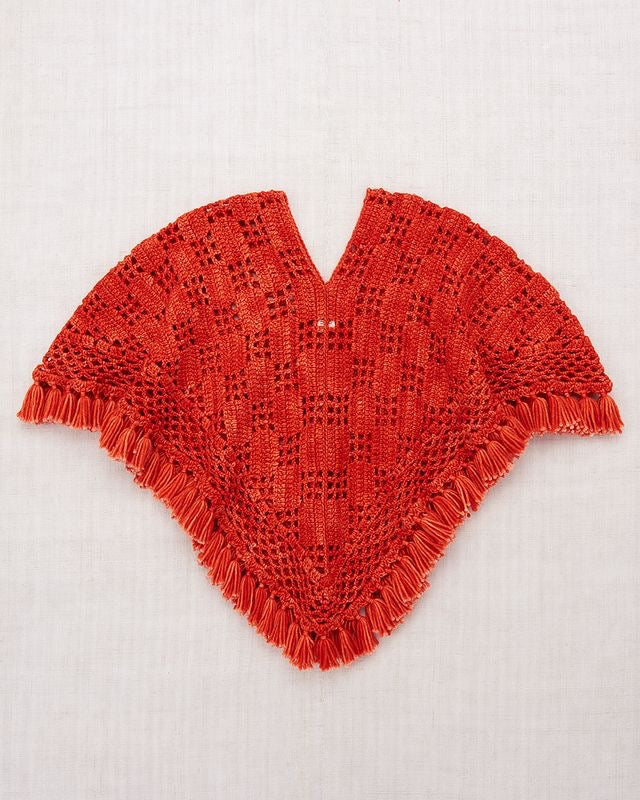 Lattice Crochet Poncho - Red Flame