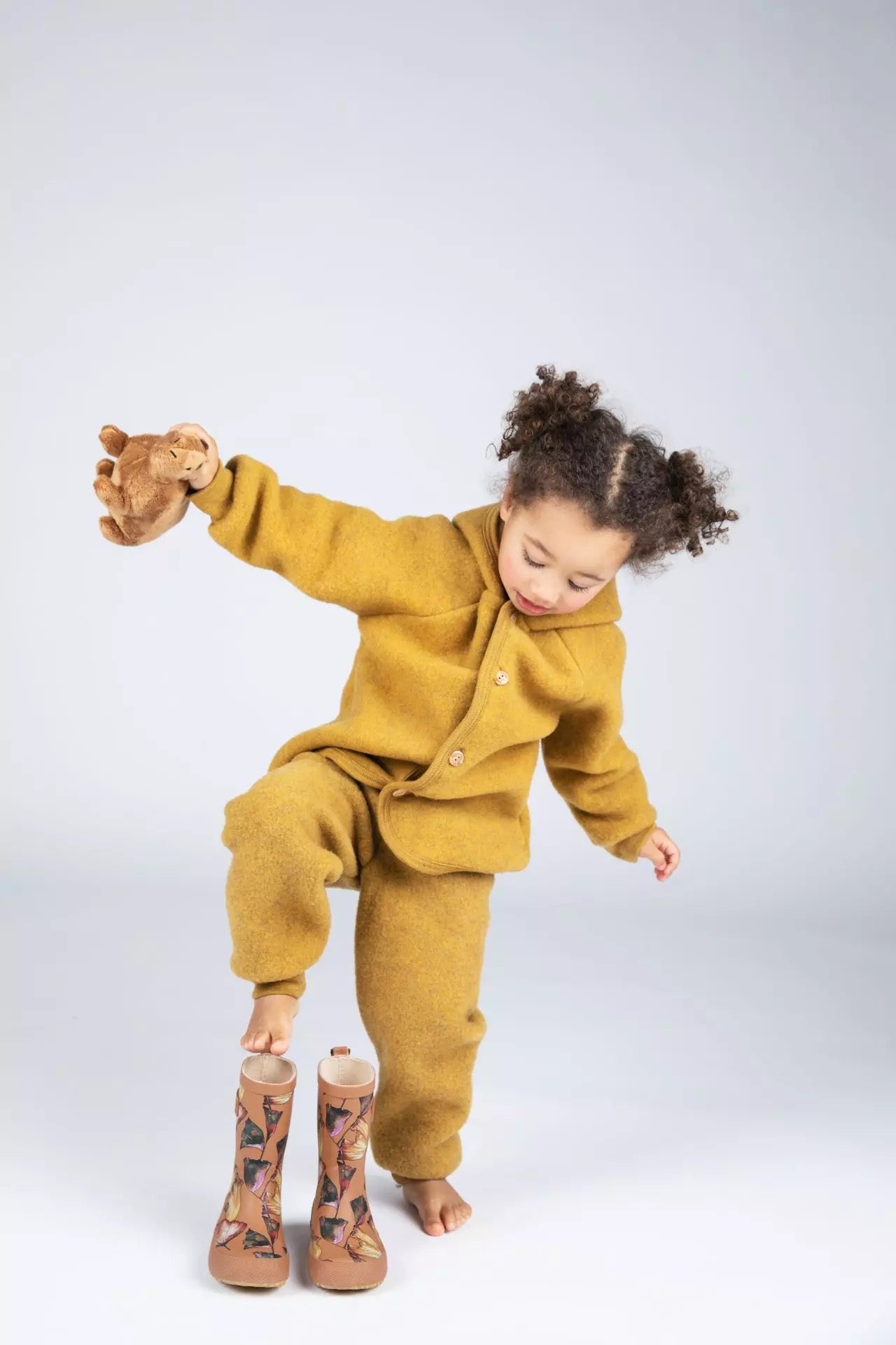 Wool Fleece Hooded Jacket - Saffron