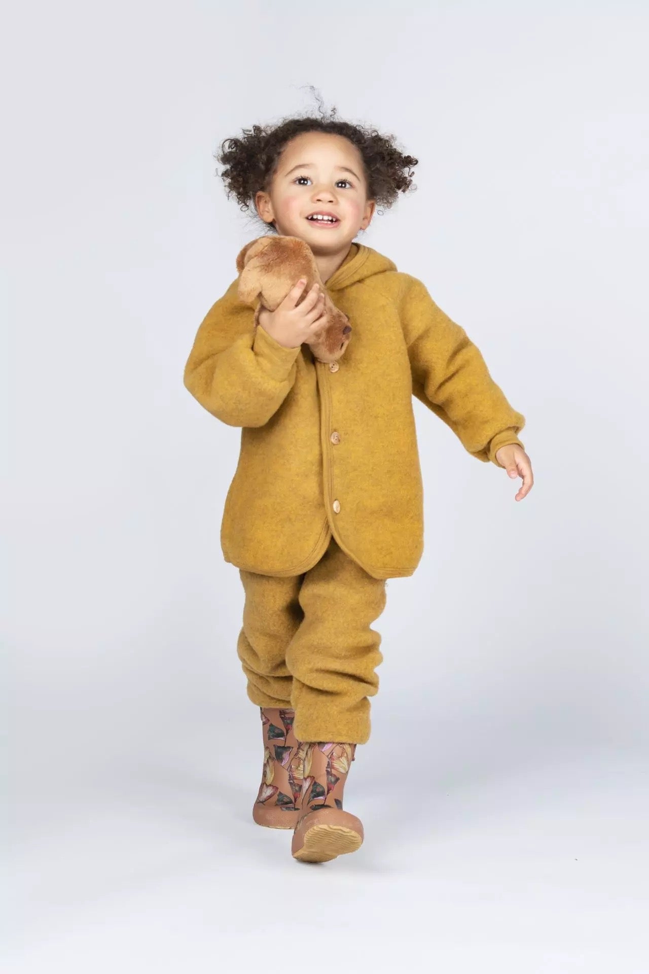 Wool Fleece Hooded Jacket - Saffron