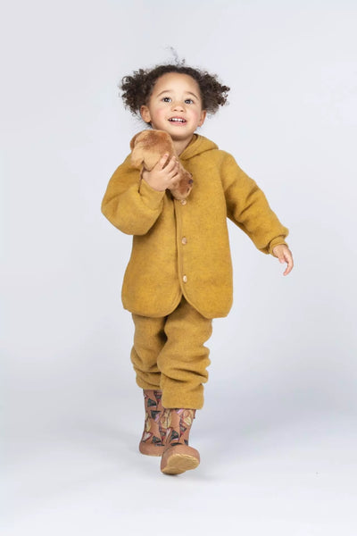 Wool Fleece Hooded Jacket - Saffron