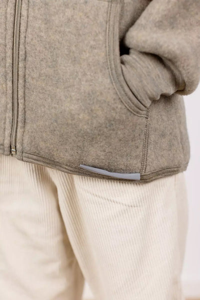 Veste à capuche en laine bouillie pour enfant - Noyer