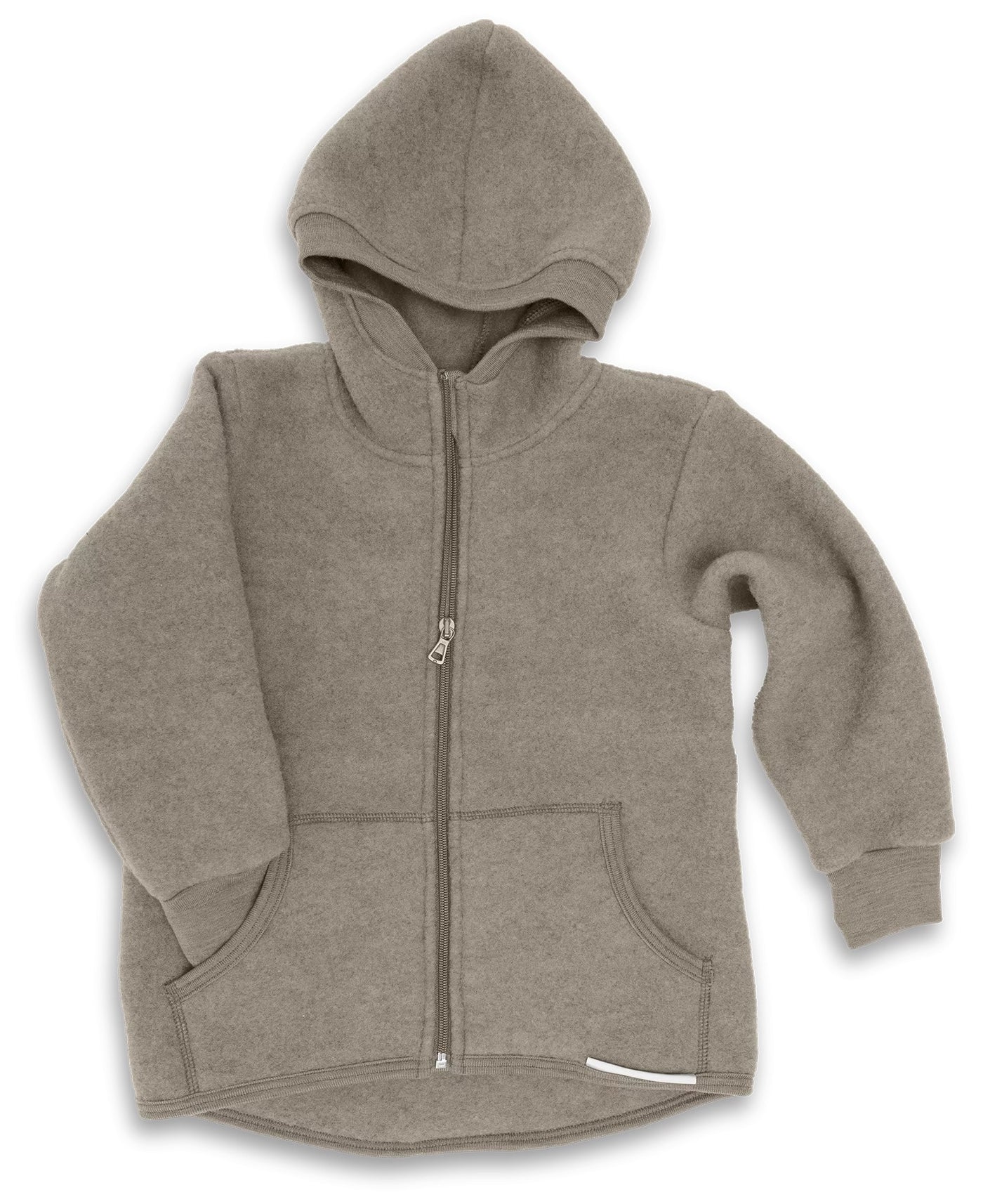 Veste à capuche en laine bouillie pour enfant - Noyer