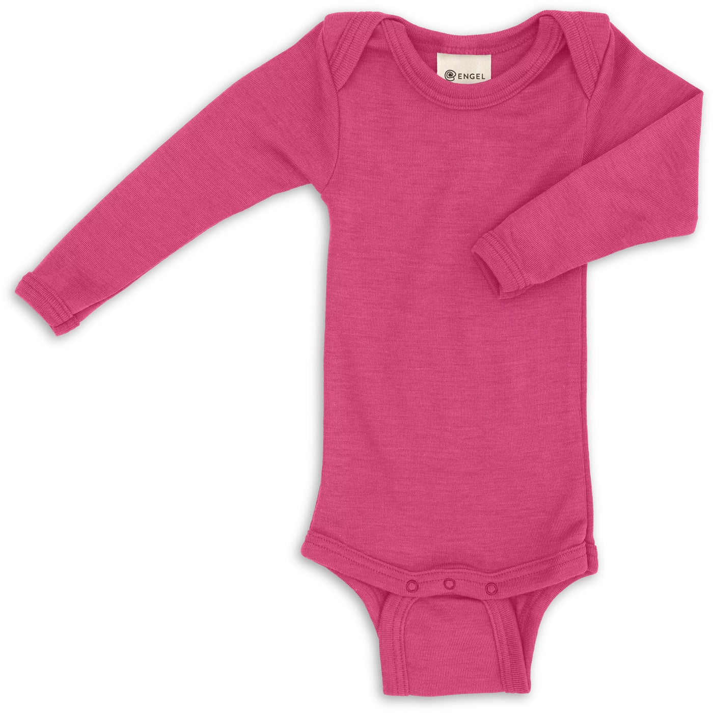 Body bébé manches longues en laine mérinos bio/soie - Framboise