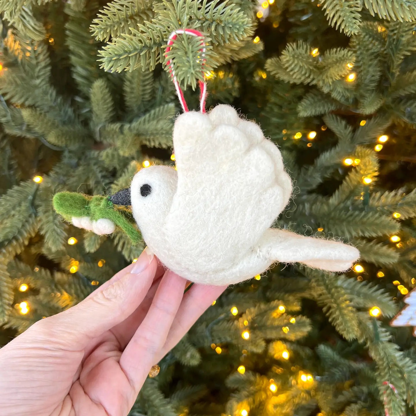 Dove with Olive Branch Felt Wool Christmas Ornament