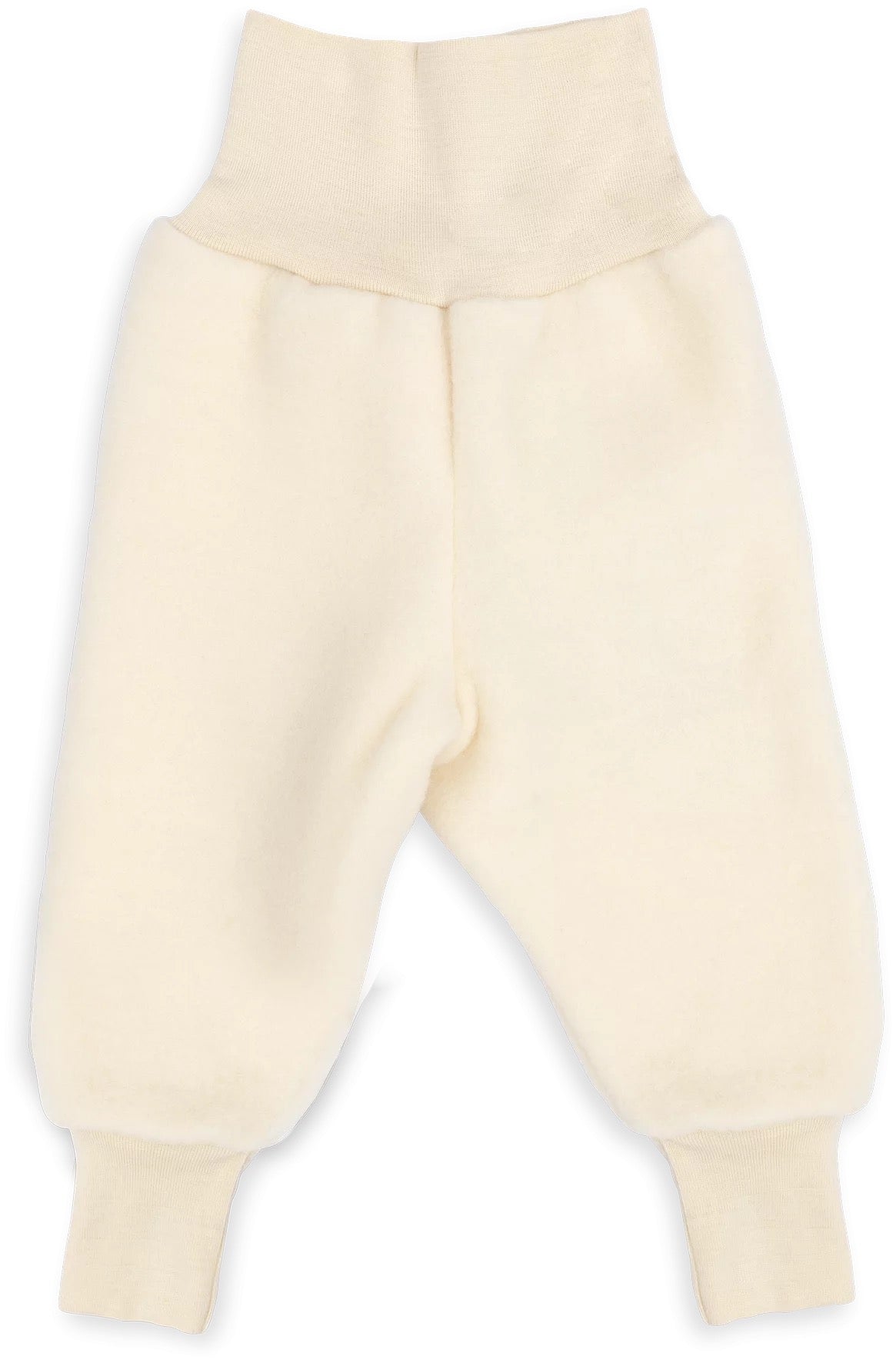 Wool Fleece Baby Pants with Waistband - Natural