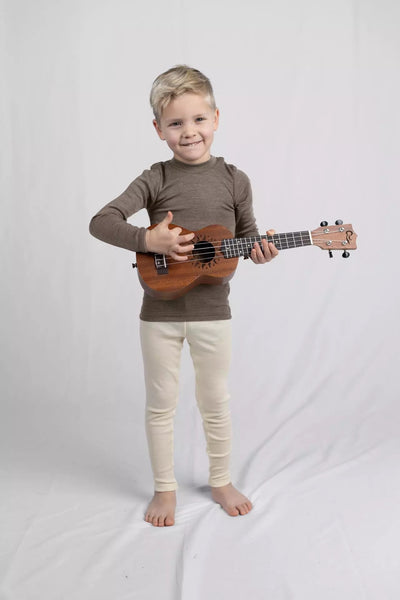 Leggings enfant en laine mérinos bio et soie - Naturel
