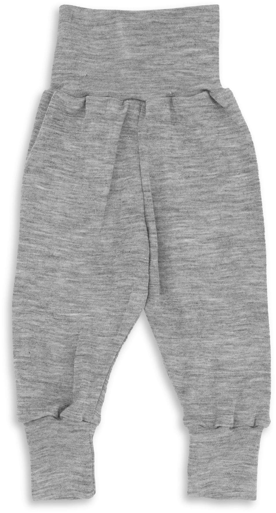 Pantalon bébé avec ceinture en laine mérinos bio/soie - Gris chiné