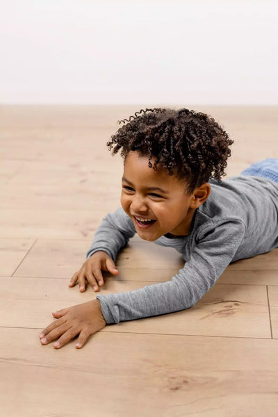 Chemise enfant en laine mérinos bio et soie - Gris chiné