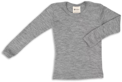 Chemise enfant en laine mérinos bio et soie - Gris chiné