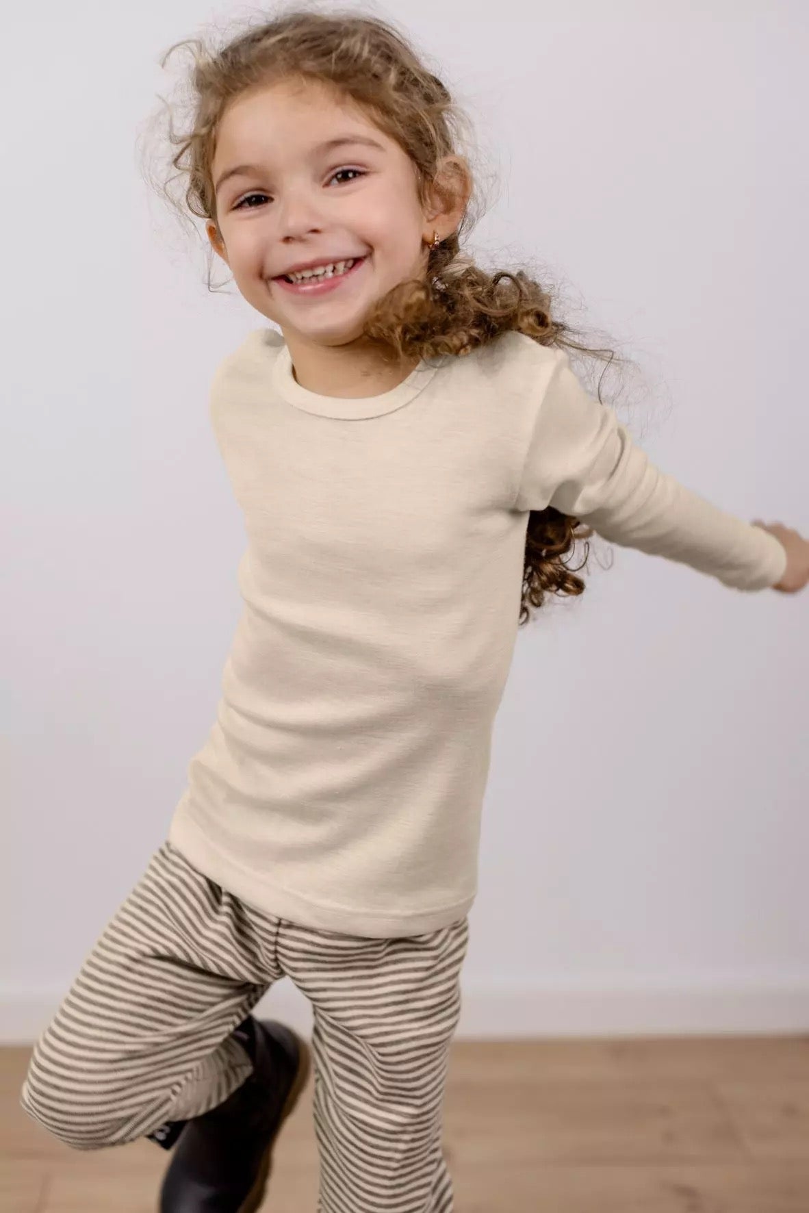 Chemise enfant en laine mérinos bio/soie - Naturel