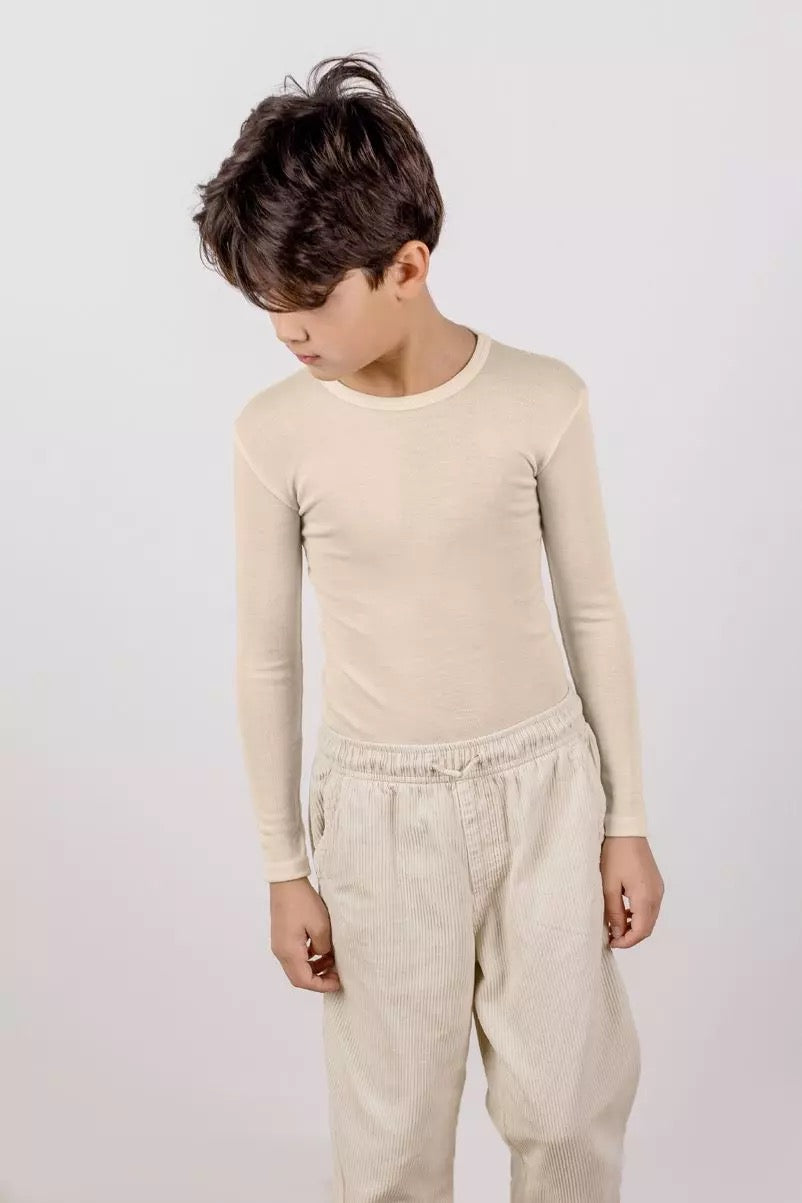 Chemise enfant en laine mérinos bio/soie - Naturel