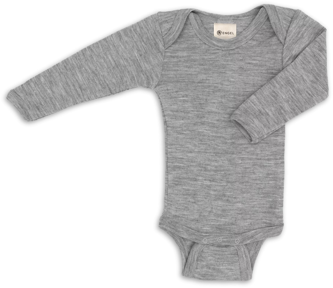 Body bébé manches longues en laine mérinos bio/soie - Gris chiné