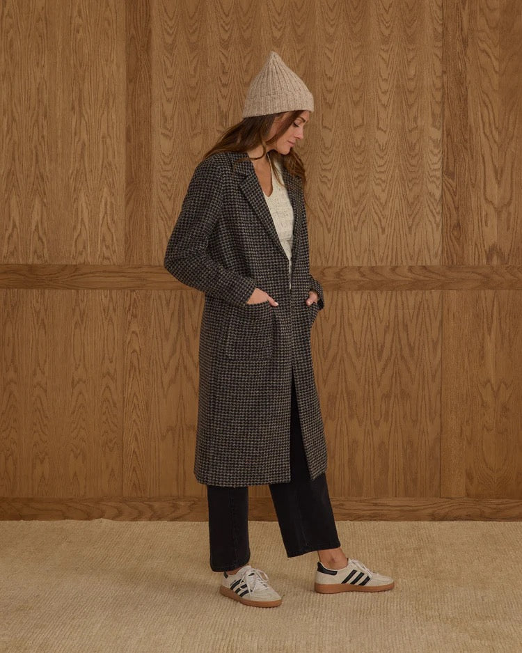 Women's Longline Coat - Micro Check