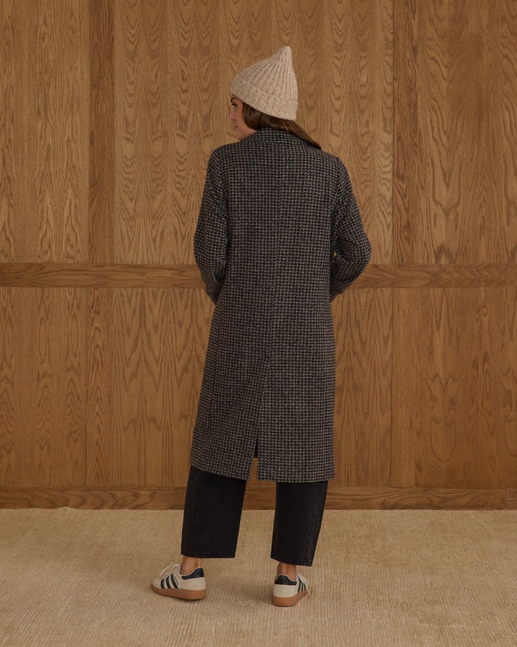 Women's Longline Coat - Micro Check