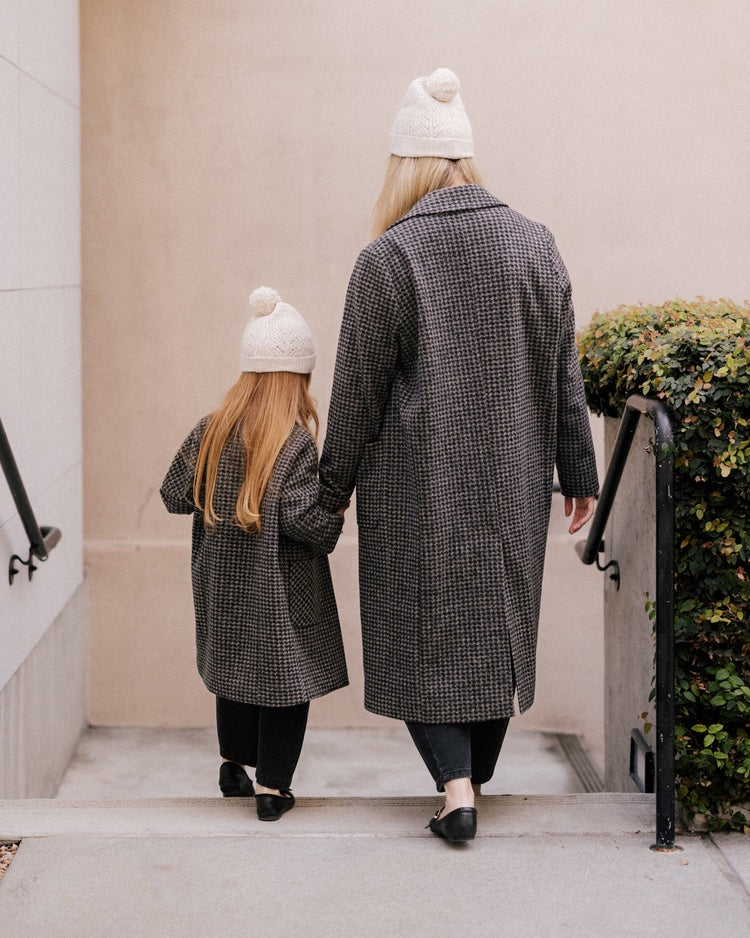 Women's Longline Coat - Micro Check