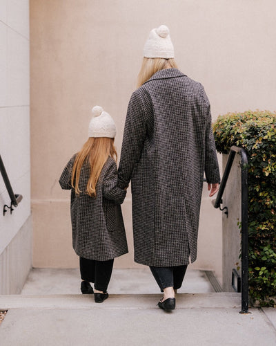 Women's Longline Coat - Micro Check