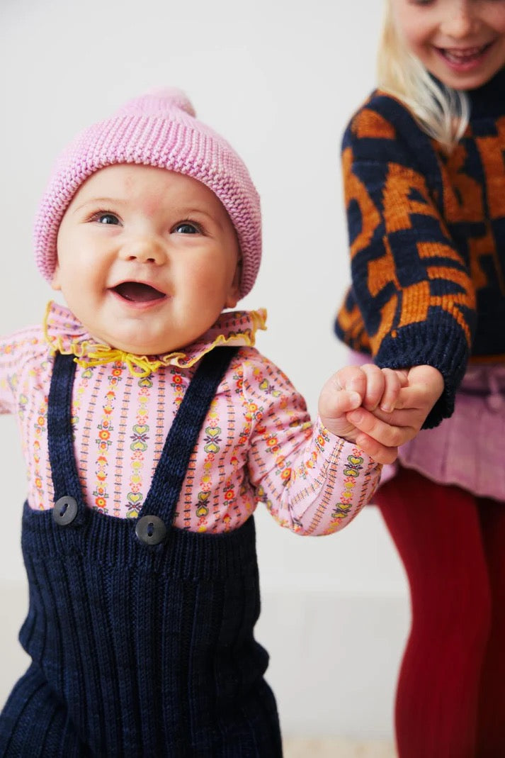 misha and puff Rib Longies 12-18m ロンギース Misha & Puff FW24 Rib longies Alabaster – Flower Child