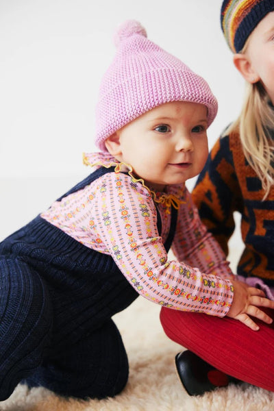 Baby Garter Hat - Pink Lilac