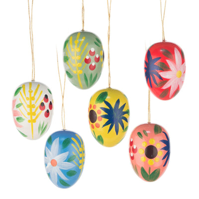 Wooden Easter Egg Ornaments #2 - Set of Six