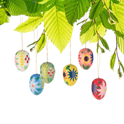 Wooden Easter Egg Ornaments #2 - Set of Six