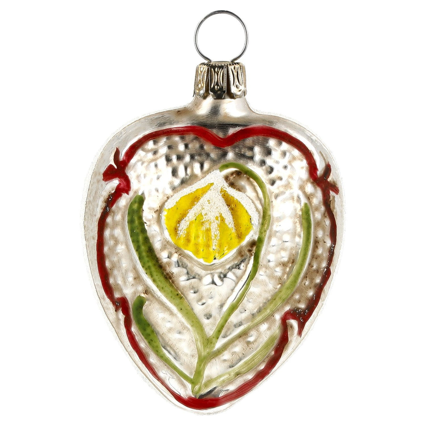 Glass Ornament - Heart with Snowdrop