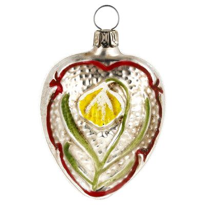 Glass Ornament - Heart with Snowdrop