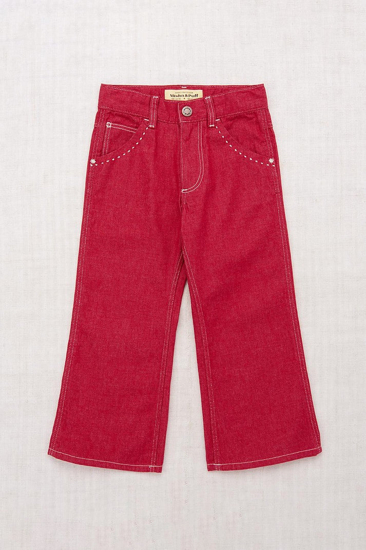 Slim Flared Jeans - Vintage Red Denim