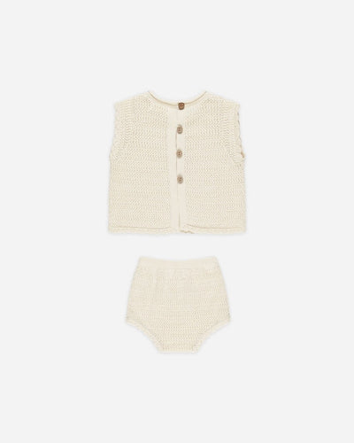 Scallop Knit Baby Set - Cherry