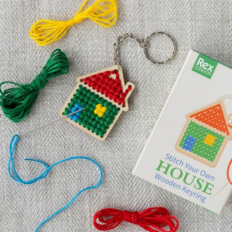 Stitch Your Own Wooden Keyring - House