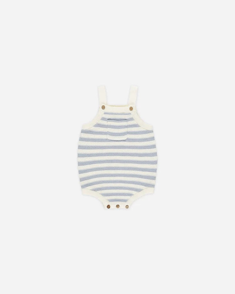 Ashton Knit Romper - Blue Stripe