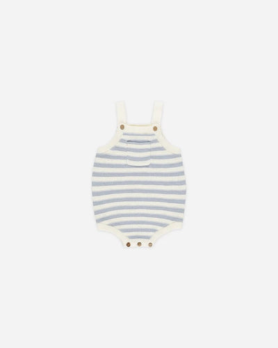 Ashton Knit Romper - Blue Stripe