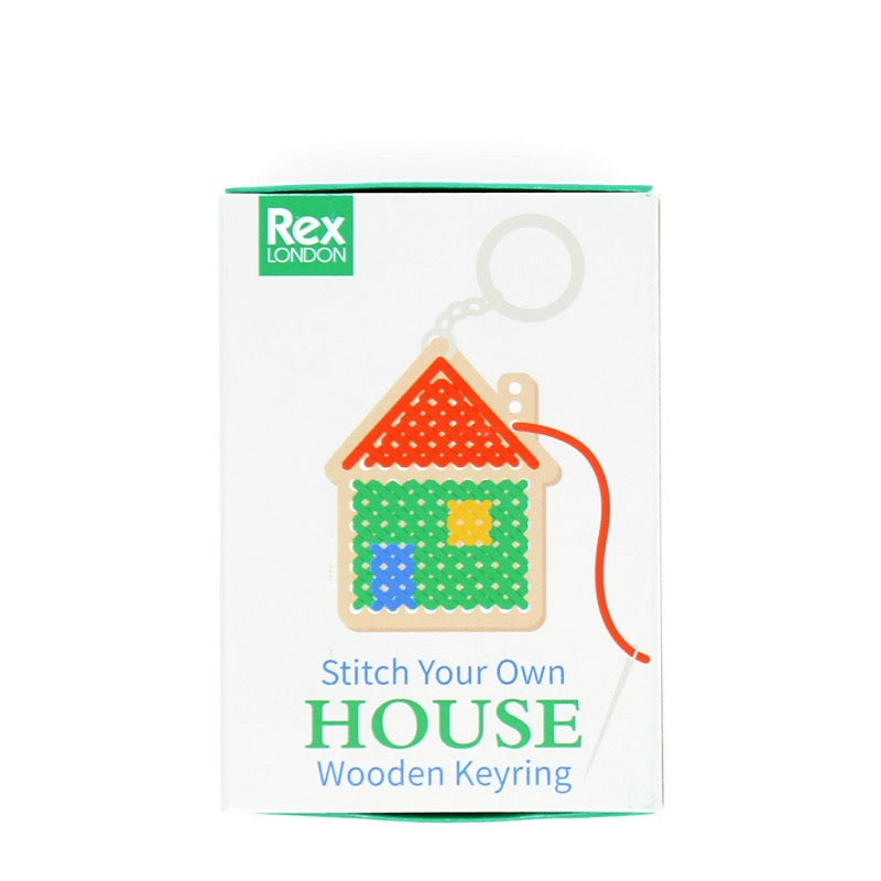 Stitch Your Own Wooden Keyring - House