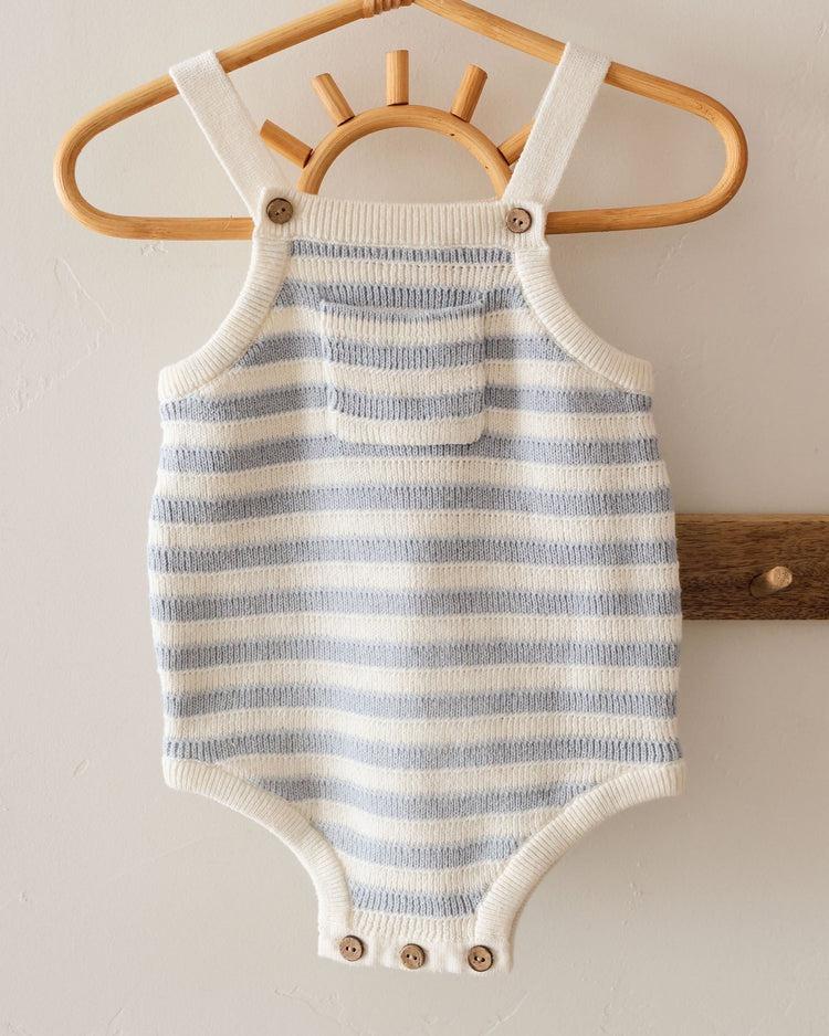 Ashton Knit Romper - Blue Stripe