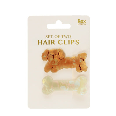Hair Clips (Set of Two) - Dog and Bone