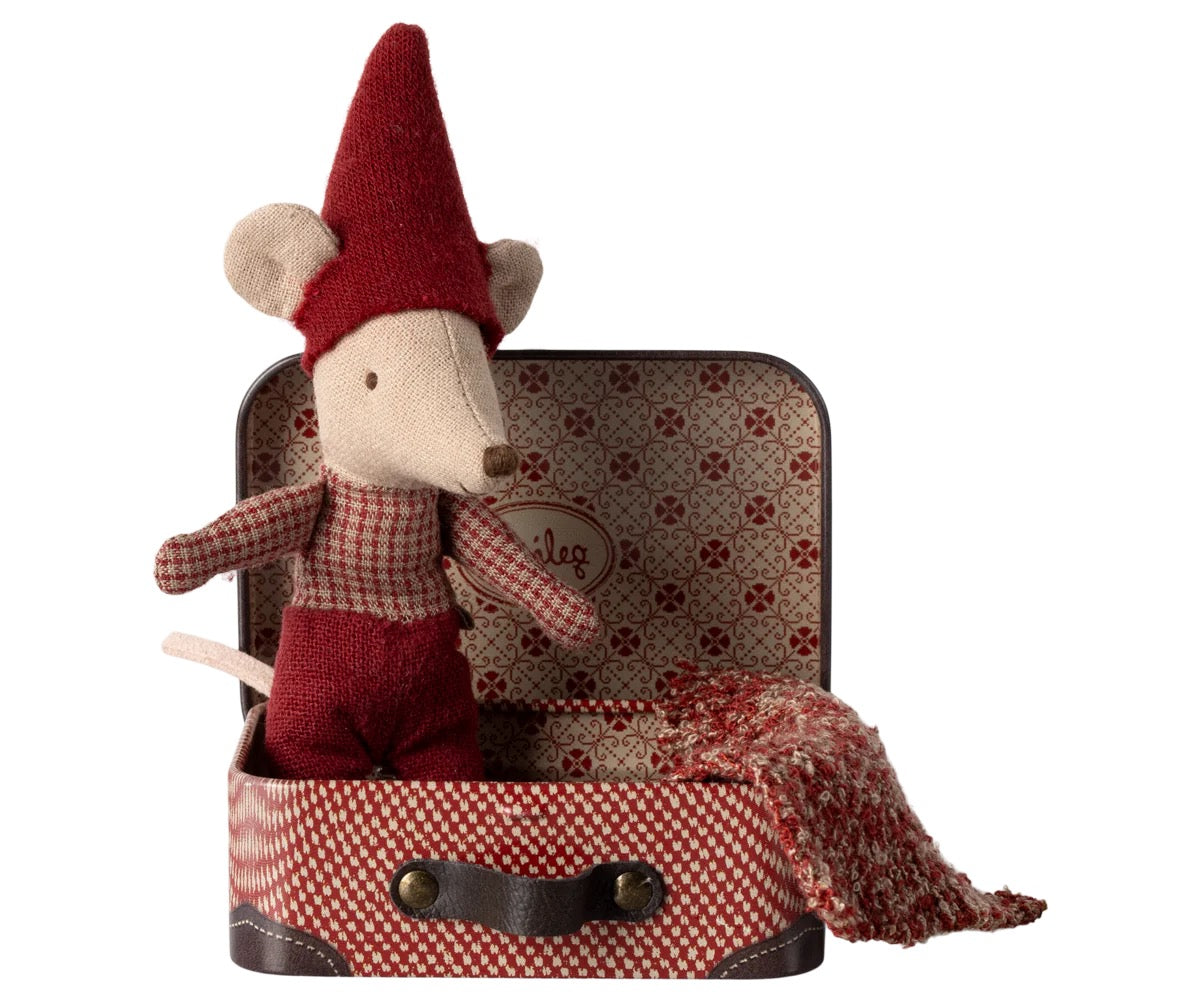 Christmas Mouse, Baby in Suitcase