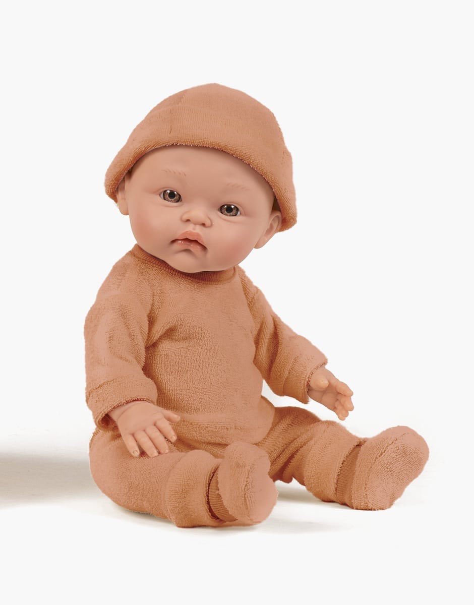 Octave and his Brown Sugar Terry Sleepsuit with Hat