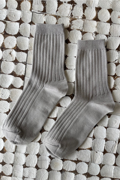 Her Socks - Mercerized Combed Cotton Rib - Stone