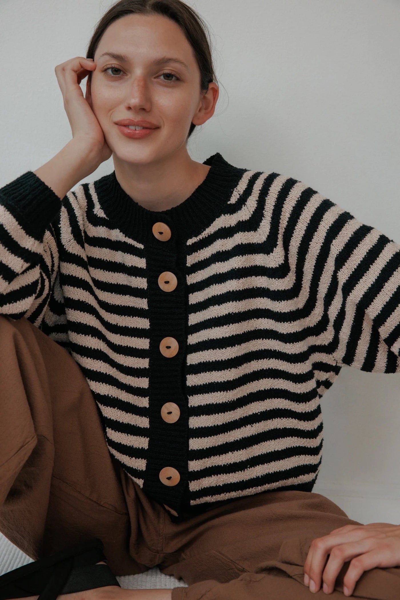 Striped Bomber - Black + Tan