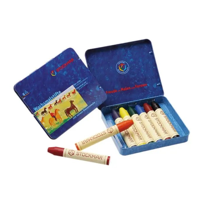 Wax Stick Crayons Standard Tin Case - 8 Assorted