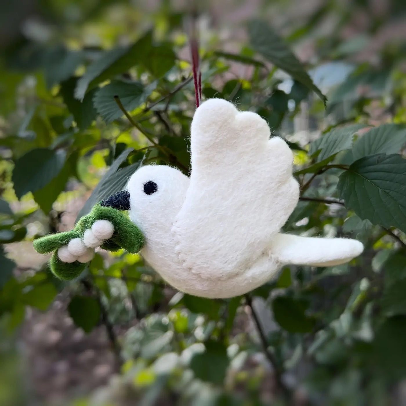 Dove with Olive Branch Felt Wool Christmas Ornament