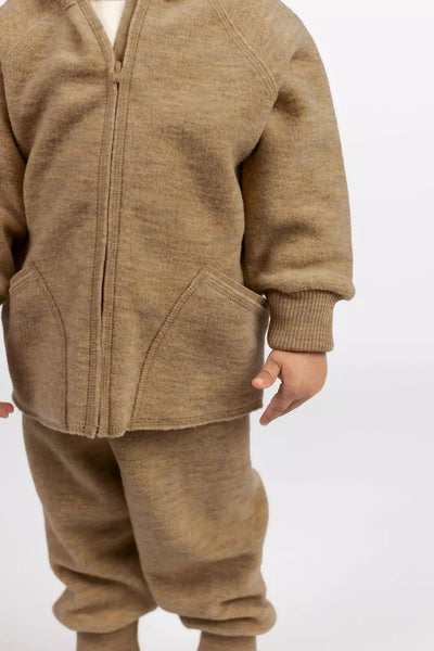 Veste bébé à capuche avec fermeture éclair - Amande