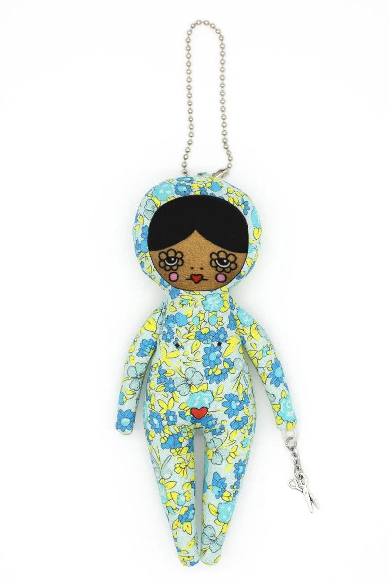 6-inch Blue Floral Snowsuit Bag Charm Doll