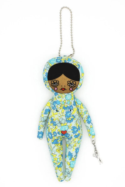 6-inch Blue Floral Snowsuit Bag Charm Doll