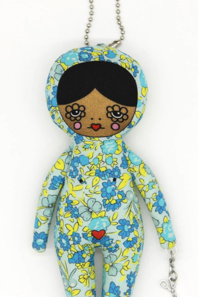 6-inch Blue Floral Snowsuit Bag Charm Doll