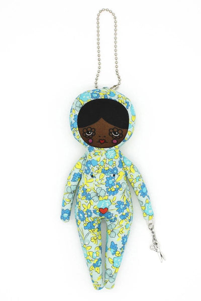 6-inch Blue Floral Snowsuit Bag Charm Doll