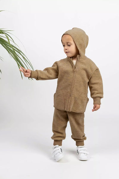 Pantalon bébé en laine polaire - Amande