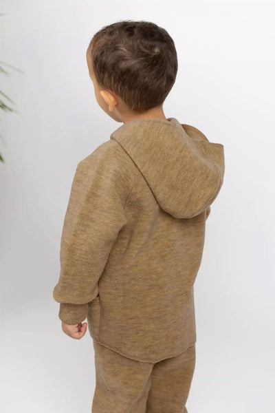 Veste bébé à capuche avec fermeture éclair - Amande